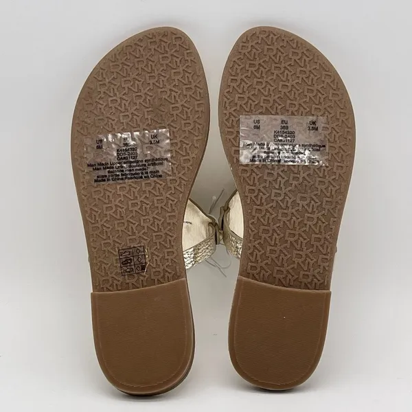 NWOT DKNY Flat Sandals Women's Size 6 Metallic Gold Flip Flop Thong New Slip‎ On - Image 9