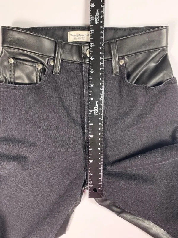 Abercrombie Jeans Womens 25R Black 90s Straight Ultra High Rise Faux Leather - Image 11