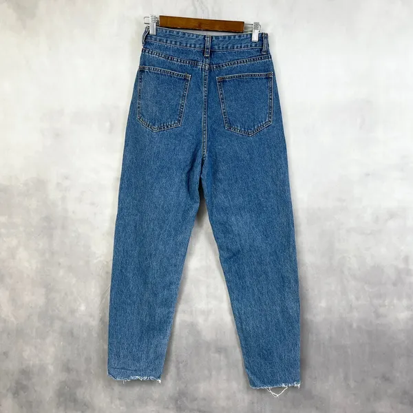Barrel Leg Women Jeans‎ XS Y2K High Waisted Raw Hem Grunge Indie Go See Shein - Image 3