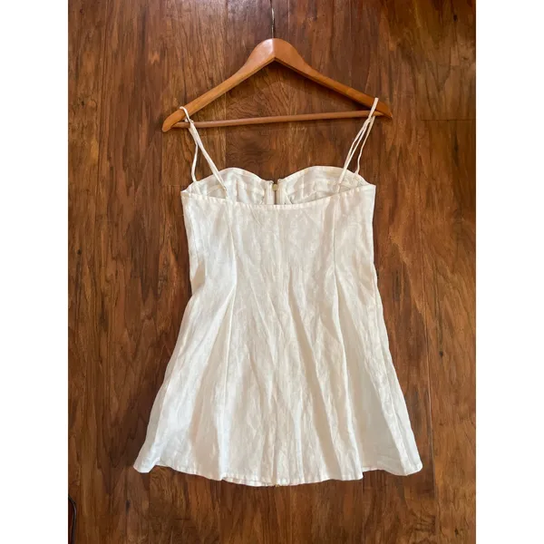 INDAH Karina Mini Dress White Linen SEXY BEACH VACATION RESORT Small S Bustier - Image 9