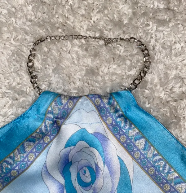Urban Outfitters Custom Blue Rose Silk Crop Top - Image 4