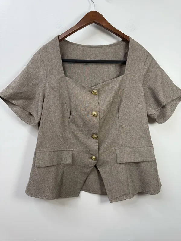 SHEIN Women’s Short Sleeve Blazer Tops Gold Buttons Set of 2 size 1XL ( 14 US ) - Image 9