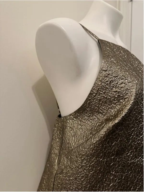 Women's Abercrombie and Fitch Gold Textured Tank Top S with Black Lining - Image 4