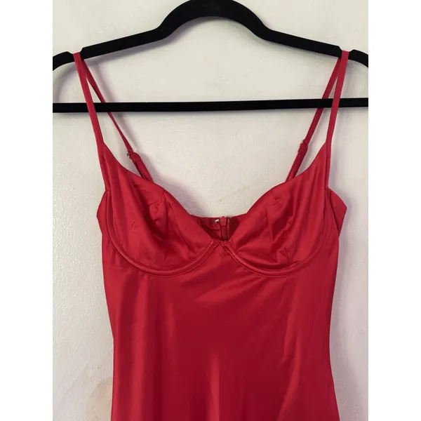 NWT BabyBoo Athena Maxi Dress Red Satin Slip Size XS - Image 5
