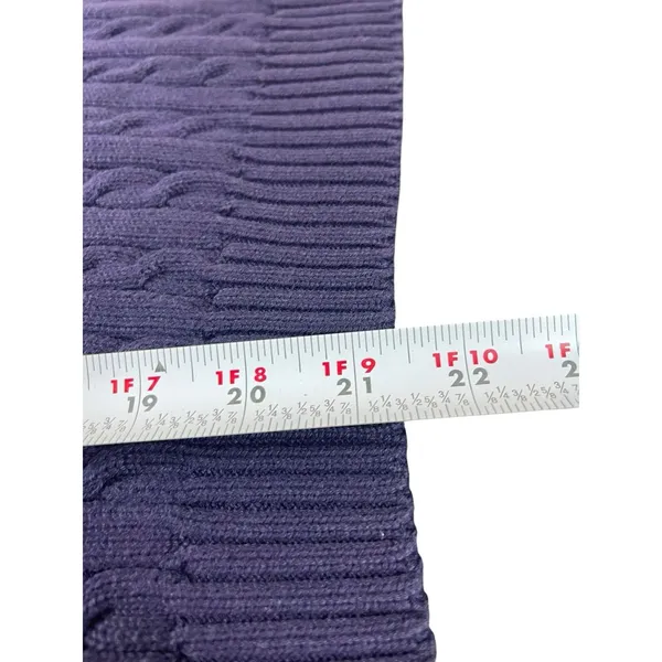 Lauren Ralph Lauren Cable Knit Sweater Deep Purple Cotton Crewneck Logo Preppy - Image 7