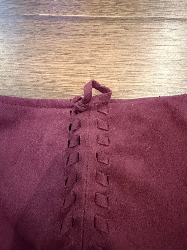 BB Dakota Faux Suede Moto Jacket Burgundy Wine Braided Size Small - C61-122 - Image 10