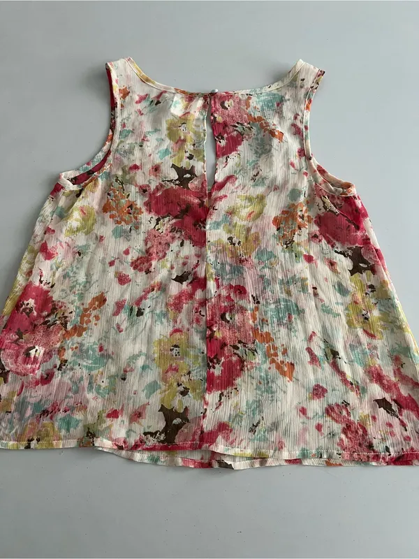 Floral Beaded Sleeveless Tank Top - M Multicolor - Image 5