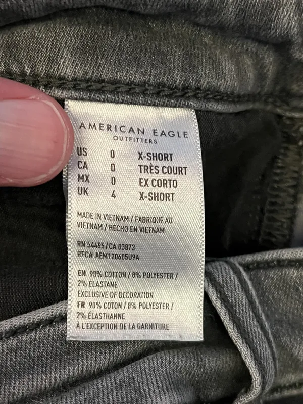 American Eagle Super Hi Rise Jegging Jeans Womens 0 X-Short Charcoal Distressed - Image 9