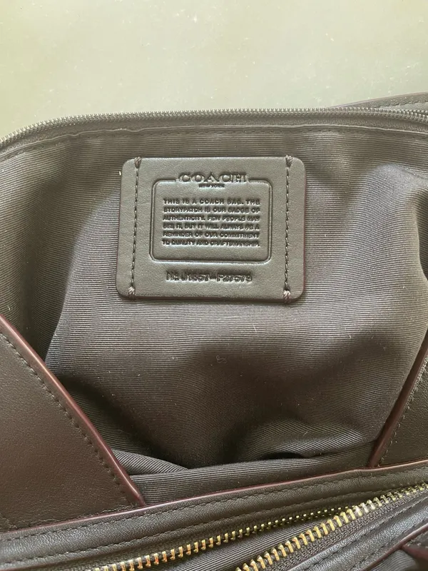Coach Lexy Shoulder Bag F27579 Signature Jacquard Khaki Brown Leather Handbag - Image 3