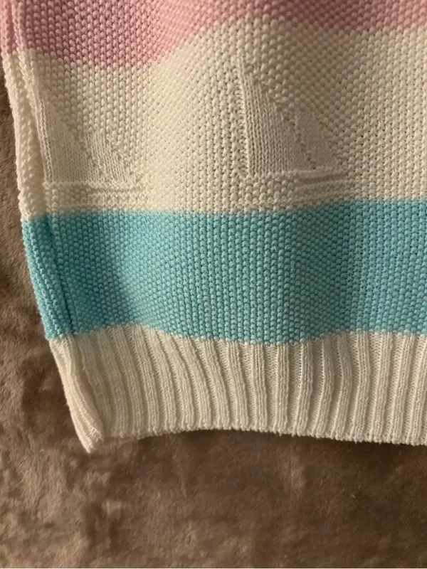 Women’s Pastel Striped Knit Top — Pink, Blue & White Size M/L - Image 6