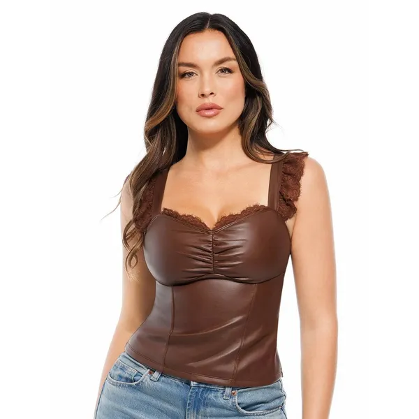Popilush Lace Trim Sculpting Camisole Top in brown WOMENS SMALL - Image 8