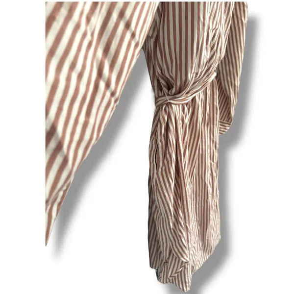 Ava & Viv™ Women's Long Sleeve Midi Shirtdress - Brown Striped XXL NWT - Image 6