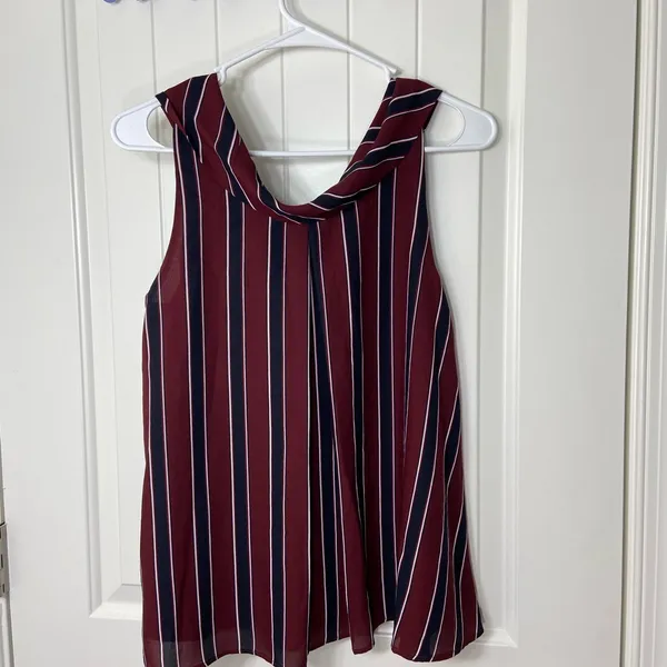 Sugar + Lips women’s maroon navy cowl neck sleeveless‎ lined layered blouse tank - Image 6