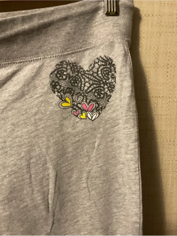 Light Gray Drawstring Lounge Joggers with Heart Detail - Image 2