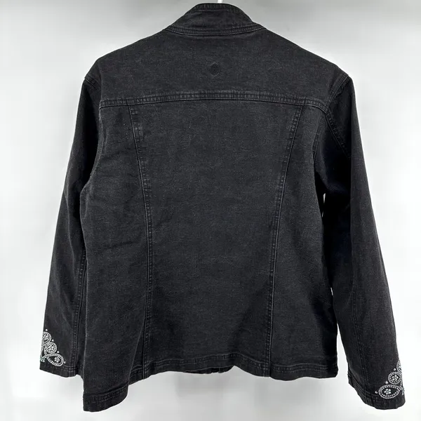 Vintage Christine Alexander Jean Jacket Swarovski Crystals Full Zip Black Large - Image 6