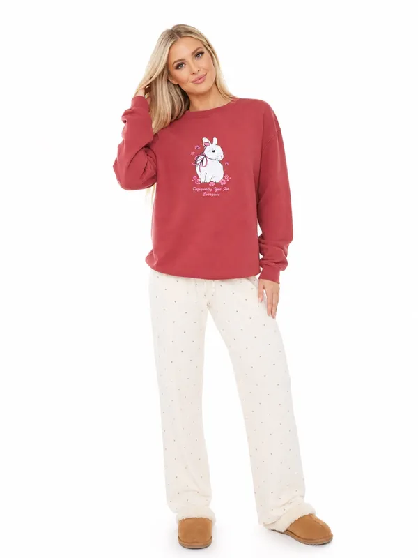Urban Outfitters Not For Everyone Bunny Graphic Sweatshirt Red Oversized S - Image 5