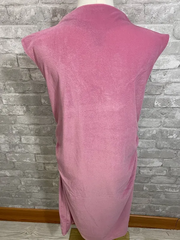 a new day Rose Pink Sleeveless Mock-Neck Soft Velvet Midi Dress - Image 3