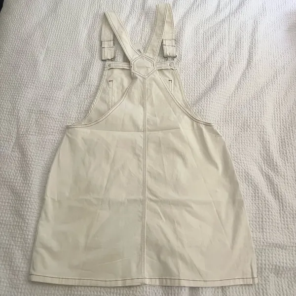 Cute Dickies Off-White Twill Bib Skirtall big pockets Overall Dress - Image 6