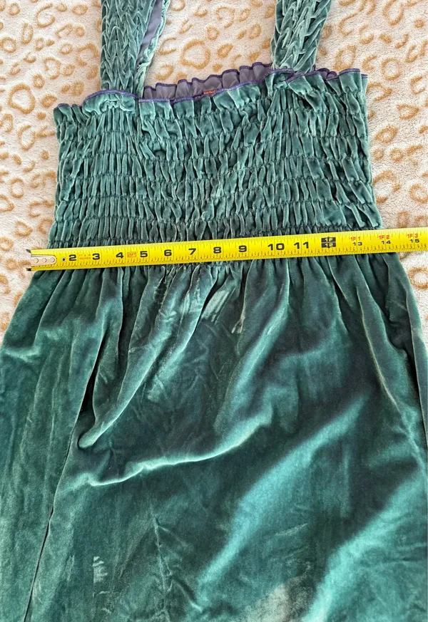 Free People Camille Midi Dress Velvet Smocked Boho Sapphire Women's Size: XS - Image 7