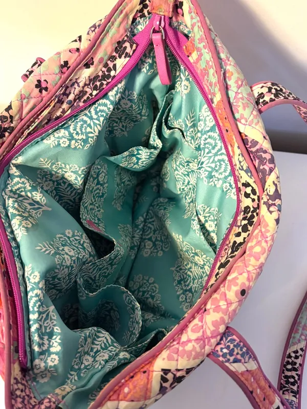 Vera Bradley Vera Tote Bag Multiple Compartments Modern Medley Pink Purple Blue - Image 4