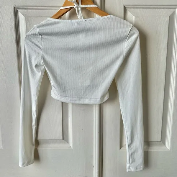 Cider  White Ribbed Crop Top - Image 2