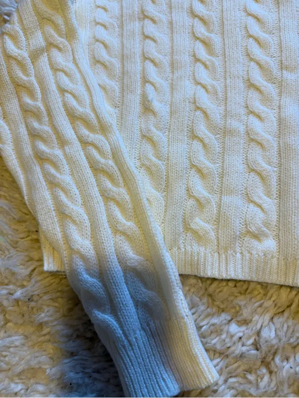 Aeropostale Cable Knit Cropped Sweater - White - Image 4