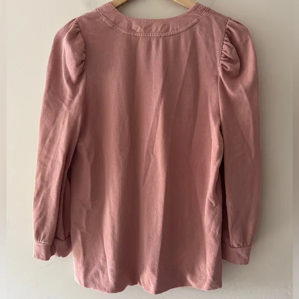 LOFT Dusty Pink Long Sleeve V Neck‎ Button Detail Top - Image 4