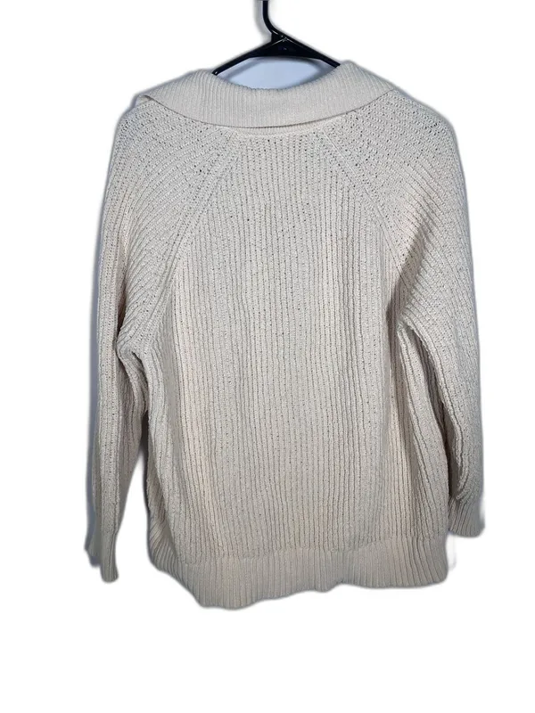 Aerie Womens Sugar Rush Chenille V Neck Sweater Cream Xs - Image 5