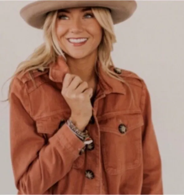 Free People Relaxed Fit Cotton Canvas Jacket Pumpkin TerraCotta Small - Image 7