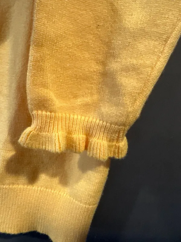 BTFBM Large Golden Yellow Ruffle Henley Sweater Cottagecore Feminine Cozy Comfy - Image 7