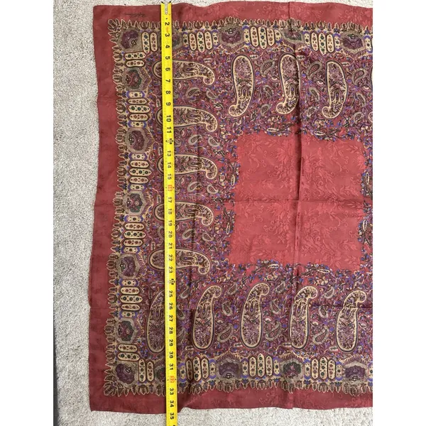 Ralph Lauren Burgundy Gold Silk Large Square Scarf Old Money Quiet Luxury - Image 6