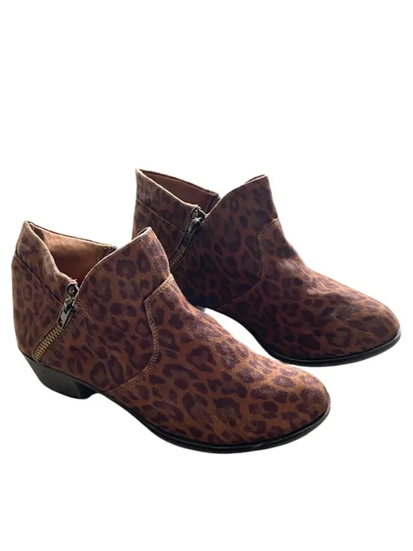 American Rag Abby Double Side Zip Leopard Print Booties Brown Size 5.5 Country - Image 3