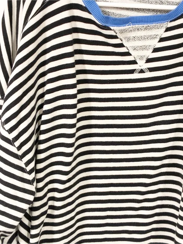 Free People We The Free Classic Striped Crew in Black Combo Black White Large - Image 3