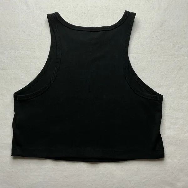 Wild Fable Womens Black Ribbed High Neck Crop Tank Top Size L - Image 2