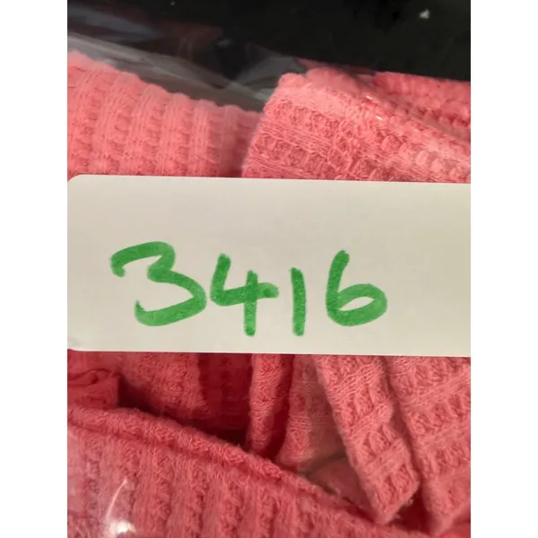We The Free‎ Free People Pink Waffle Knit Thermal V-Neck Cropped Top XL - Image 7
