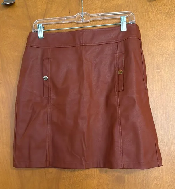 Loft Faux Leather Skirt Cognac 6 - Image 2