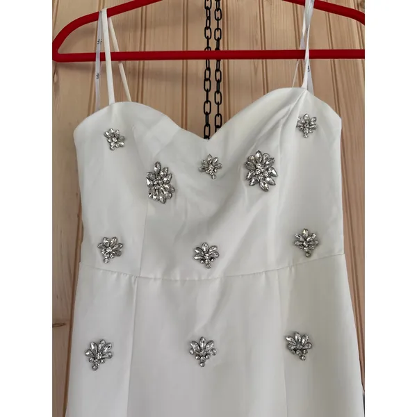 Lulus Completely Regal White Rhinestone Column Dress Elegant Glam Extra Small - Image 6