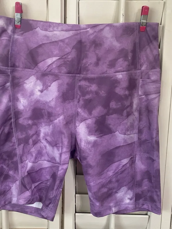 Athletic Works Purple Tie-Dye High-Rise Bike Shorts - Image 2