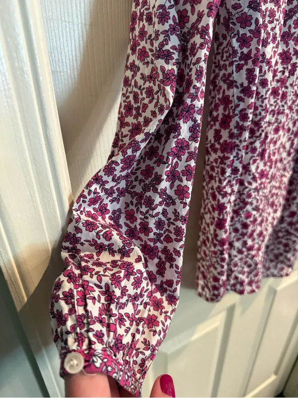 J. Crew Magenta Floral Long Sleeve Top - Image 6