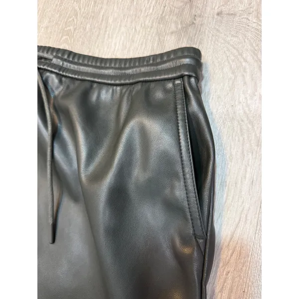 J.Jill XS Black Faux Leather Drawstring Pull-On Skirt Pockets Quiet Luxury Edgy - Image 4