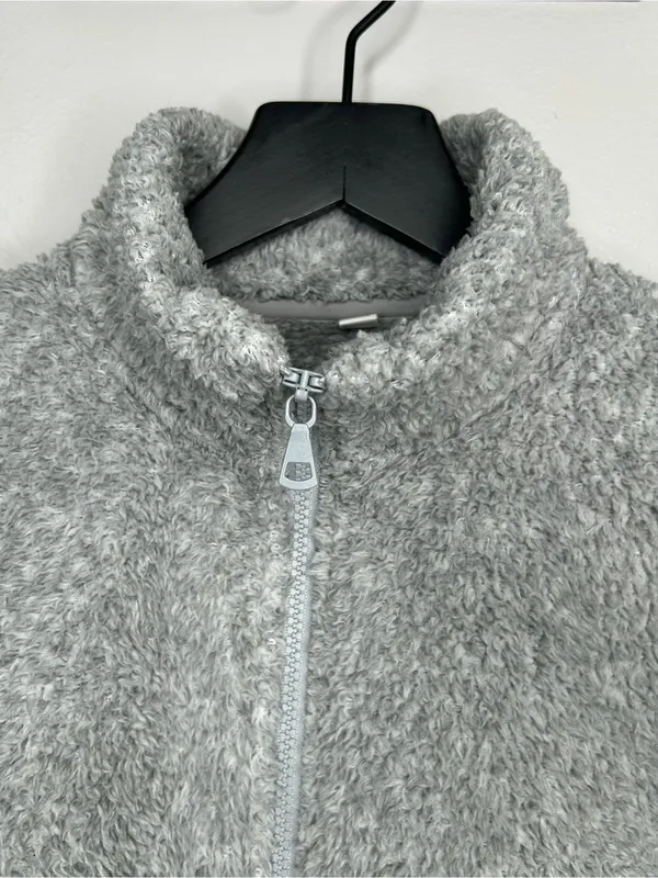 Uniqlo Grey Teddy Jacket Size M - Image 3
