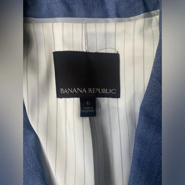 Banana Republic chambray wool blend tunic button down sleeveless vest, size 6 - Image 4