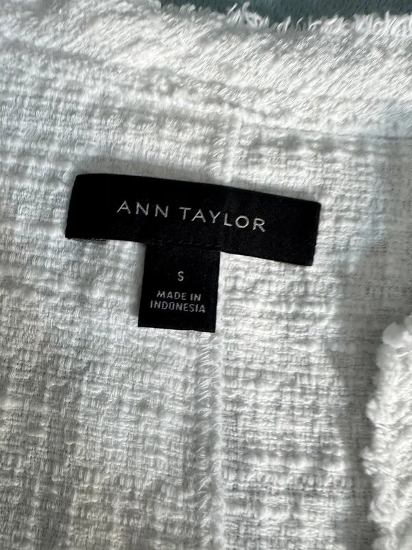 Ann Taylor White Textured Open-Front Jacket - Image 3