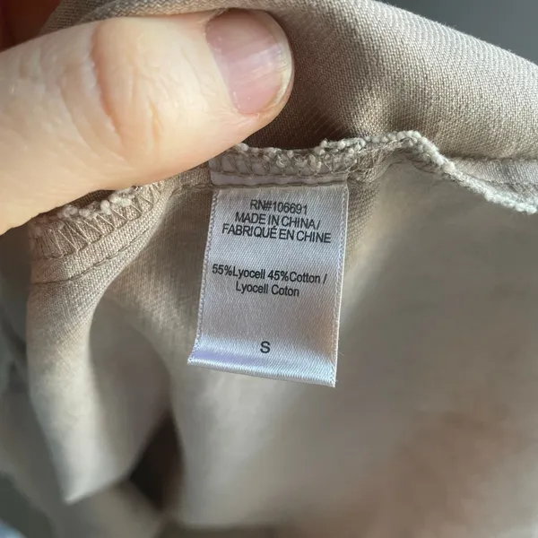 YFB Lyocell Cotton Beige Strapless Midi Dress Pockets Minimalist Neutral size S - Image 6