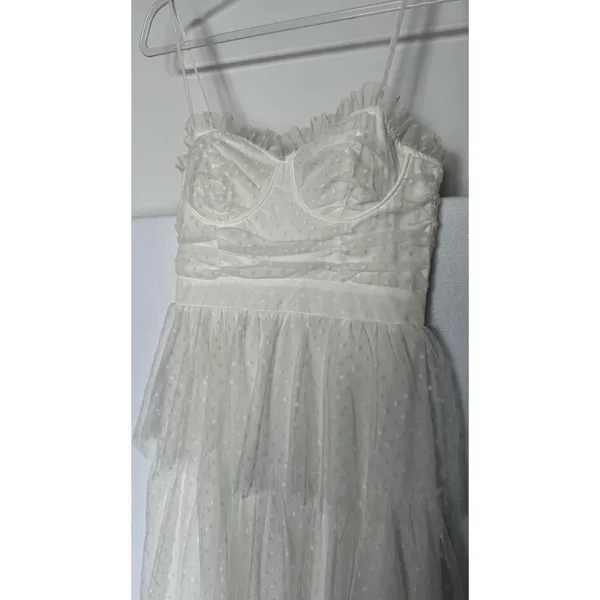 Lulus 2010s Ivory Swiss Dot Mesh Bustier Tiered Dress Medium - Image 15