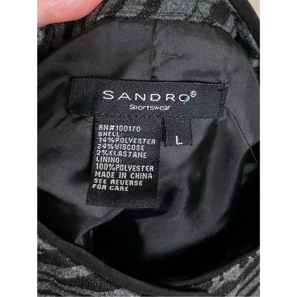 Sandro Zebra Print Blazer Gray & Black Belted Jacket Sz Lg - Image 3