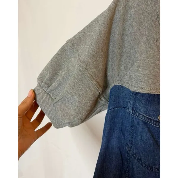 NWT Pilcro Anthropologie Oversized Denim Sweatshirt Twofer Swing Dress Womens XS - Image 9