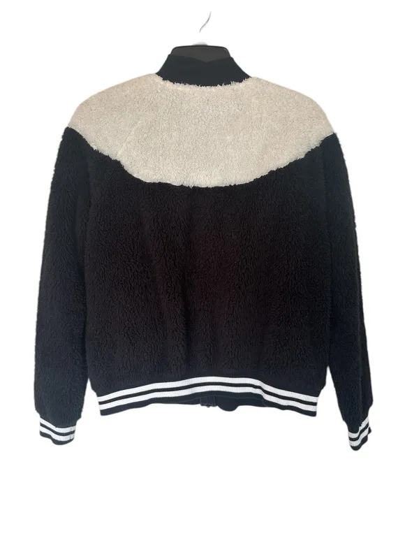 Nike Sportswear Swoosh Sherpa Fleece Jacket Black And White - Image 4