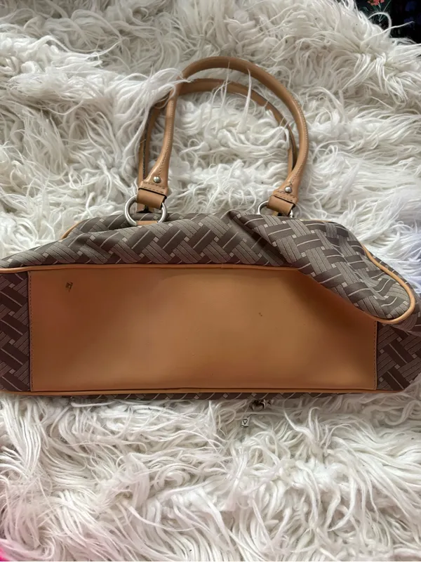 Vintage Nine West Y2K Brown Logo Frame Satchel Purse Charm - Image 8