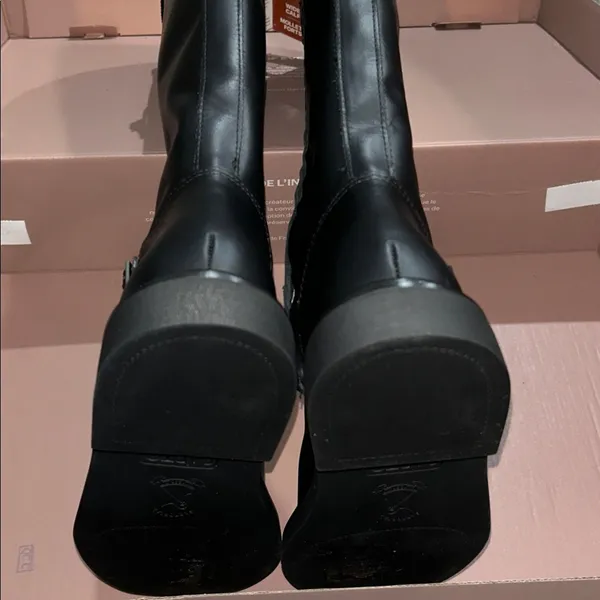 NWT SARTO Franco Sarto Ainsley Black Leather Knee High Wide Calf Boots 7. - Image 8